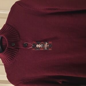 IZOD Brand Men's Quarter Zip Sweater in Deep Burgundy Size Small